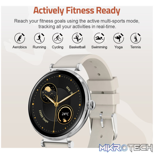 MT510 Smart Watch 1.32" AMOLED IPX68 with BT Calls Sports HR BP BO - Rose Gold - Image 4